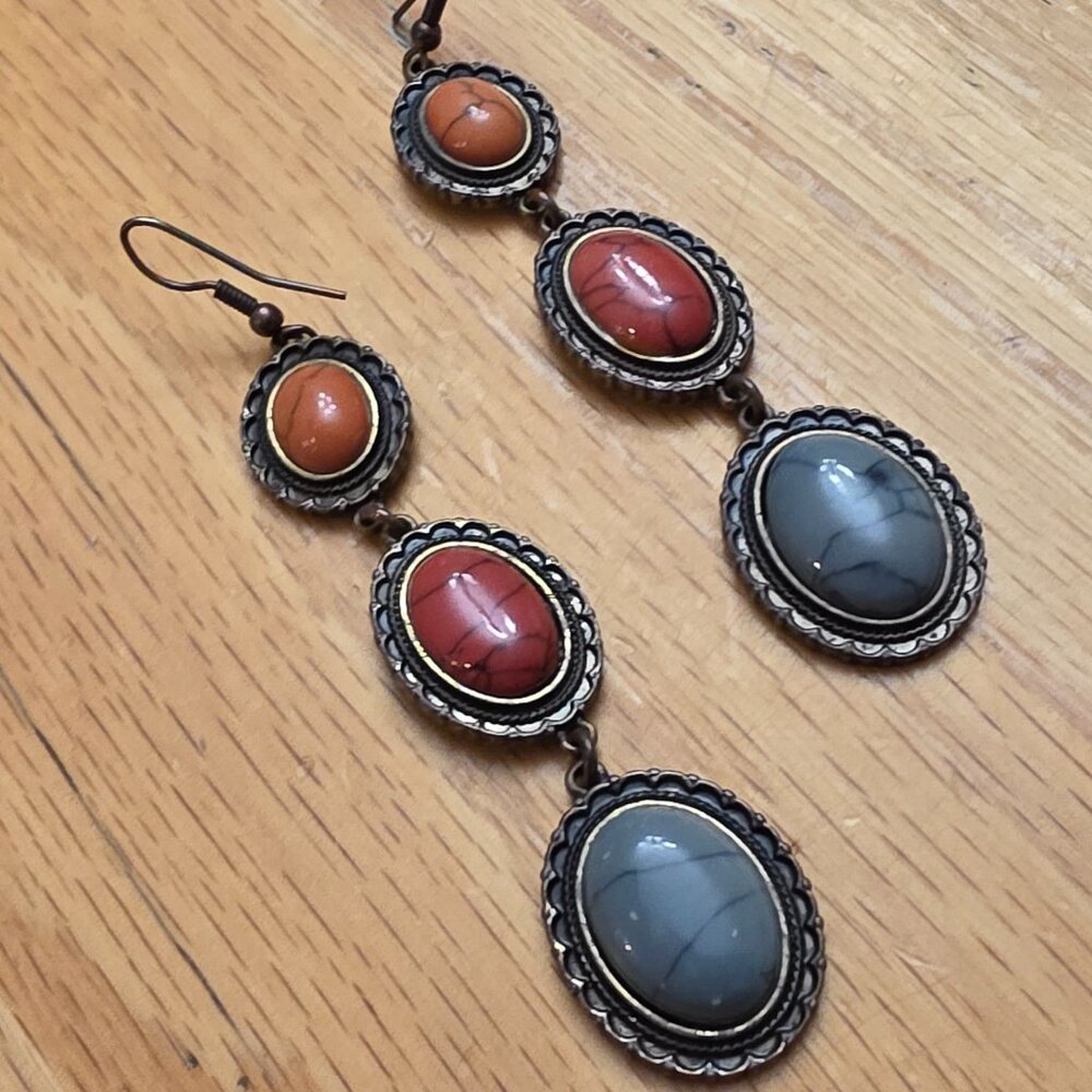 Avon Multi-Colored Stone Drop Dangle Earrings - image 8